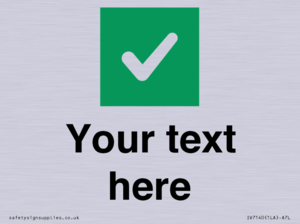 Custom plain background, green square with tick sign